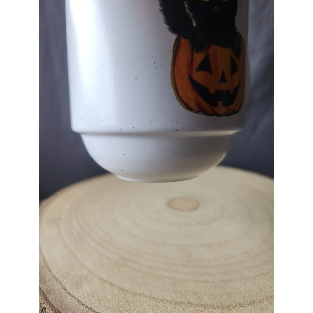 Cobwebs & Cauldrons Witchy Cat with Pumpkins‎ Mug~Halloween Black Cat